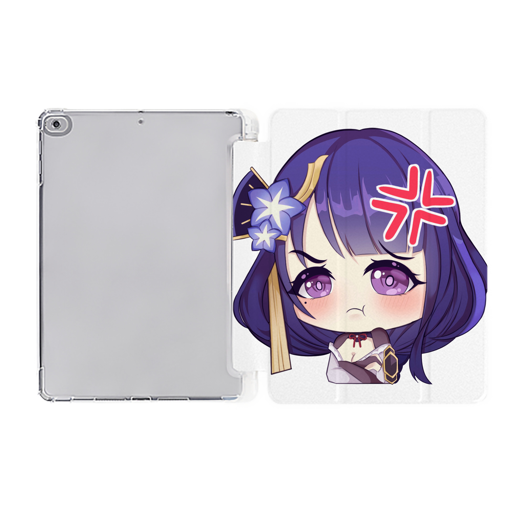 げんし神 雷電将軍 らいでんしょうぐん genshin Raiden Shogun IPad ケース ペン収納付き 三つ折りスタンド PUレザー×シリコン 対応機種9.5/10.5/10.9インチ
